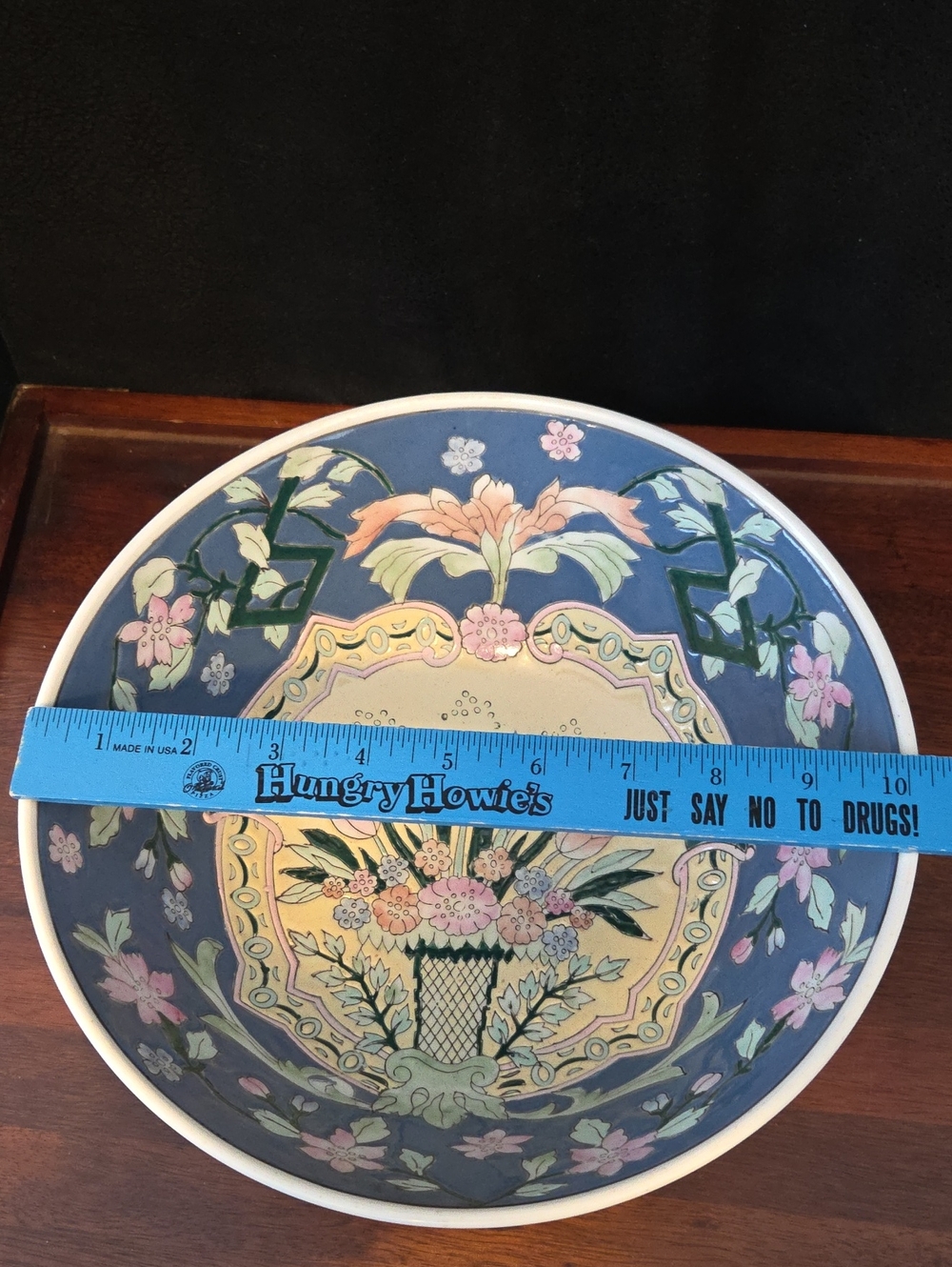 Vintage WBI  Handpainted Oriental CHINOISERE Decorative Floral LG Porcelain Bowl - Picture 7 of 7